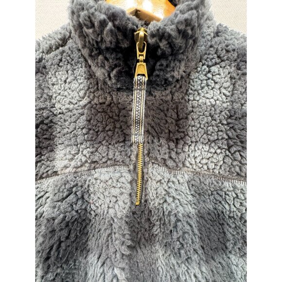 Alpine Sherpa Mens Pullover Fleece Small 1 Plaid Gray & Black Soft - Picture 4 of 12